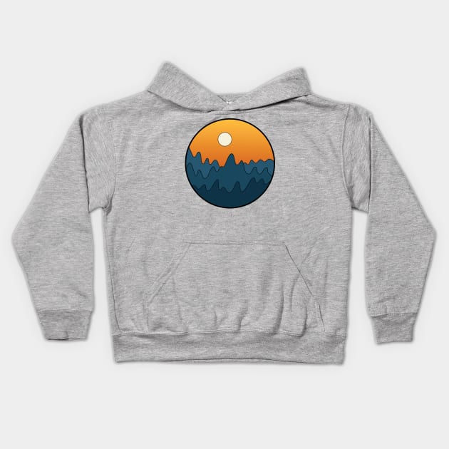 Night Sky Mountain Sunset Kids Hoodie by Gold Star Creative